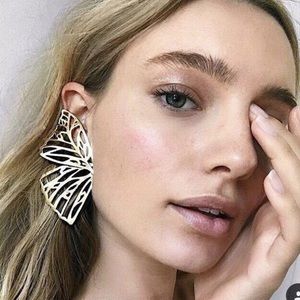 Boho large gold butterfly wing earrings